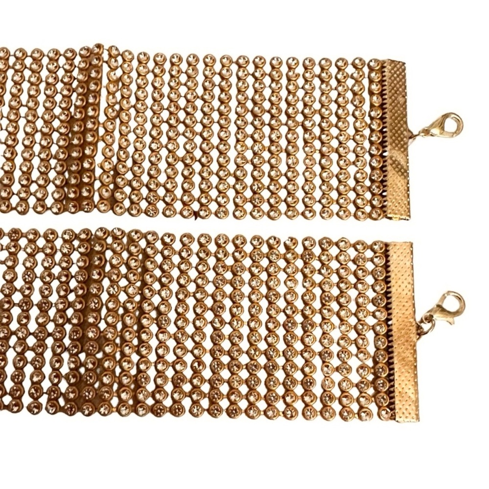 Anklets Cuff Rhinestones 1.5”W Golden - Picture 4 of 6